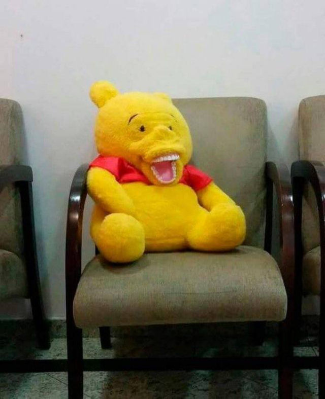 Ursinho Pooh depois de uma visita ao dentista.