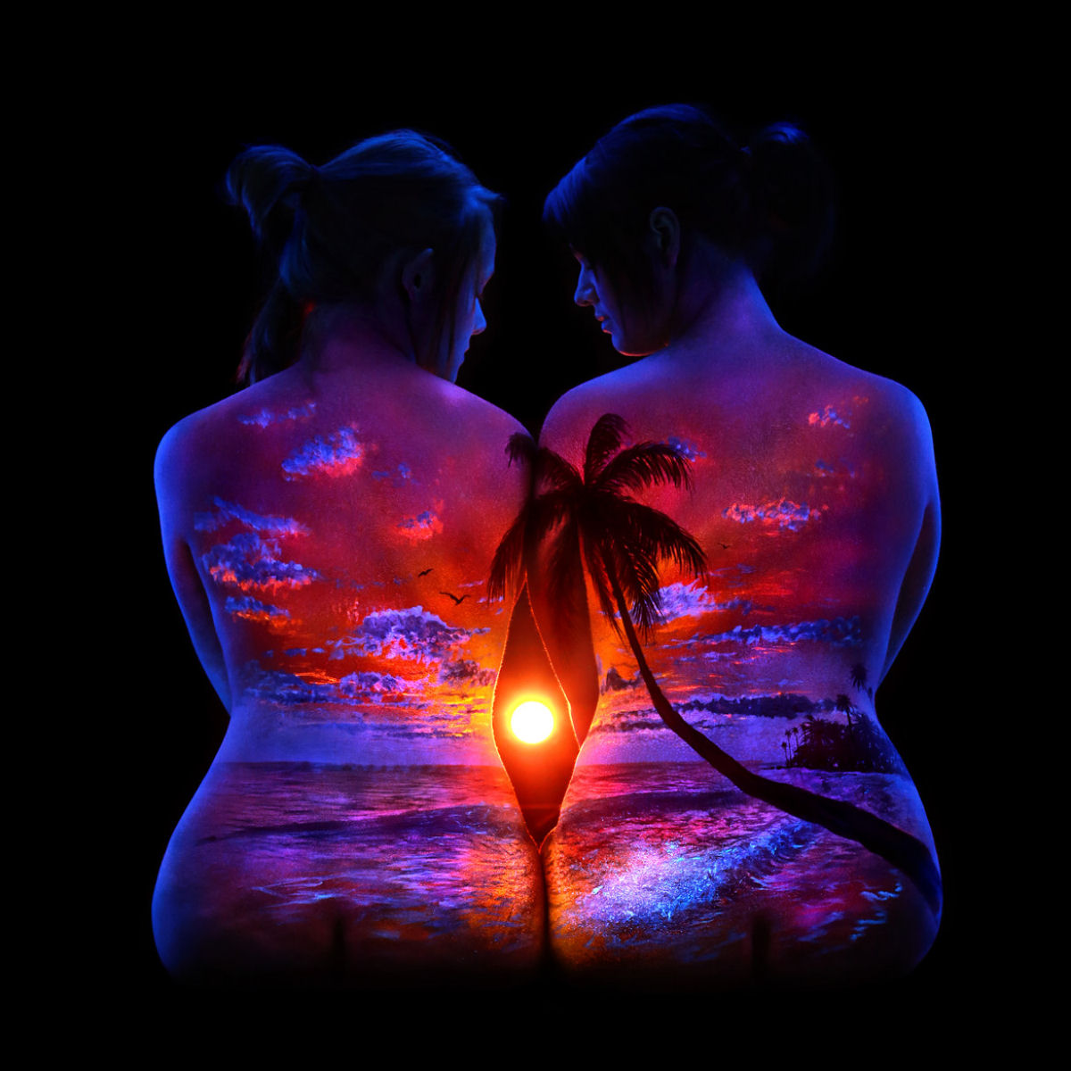 Espetaculares pinturas corporais fluorescente com luz negra 01
