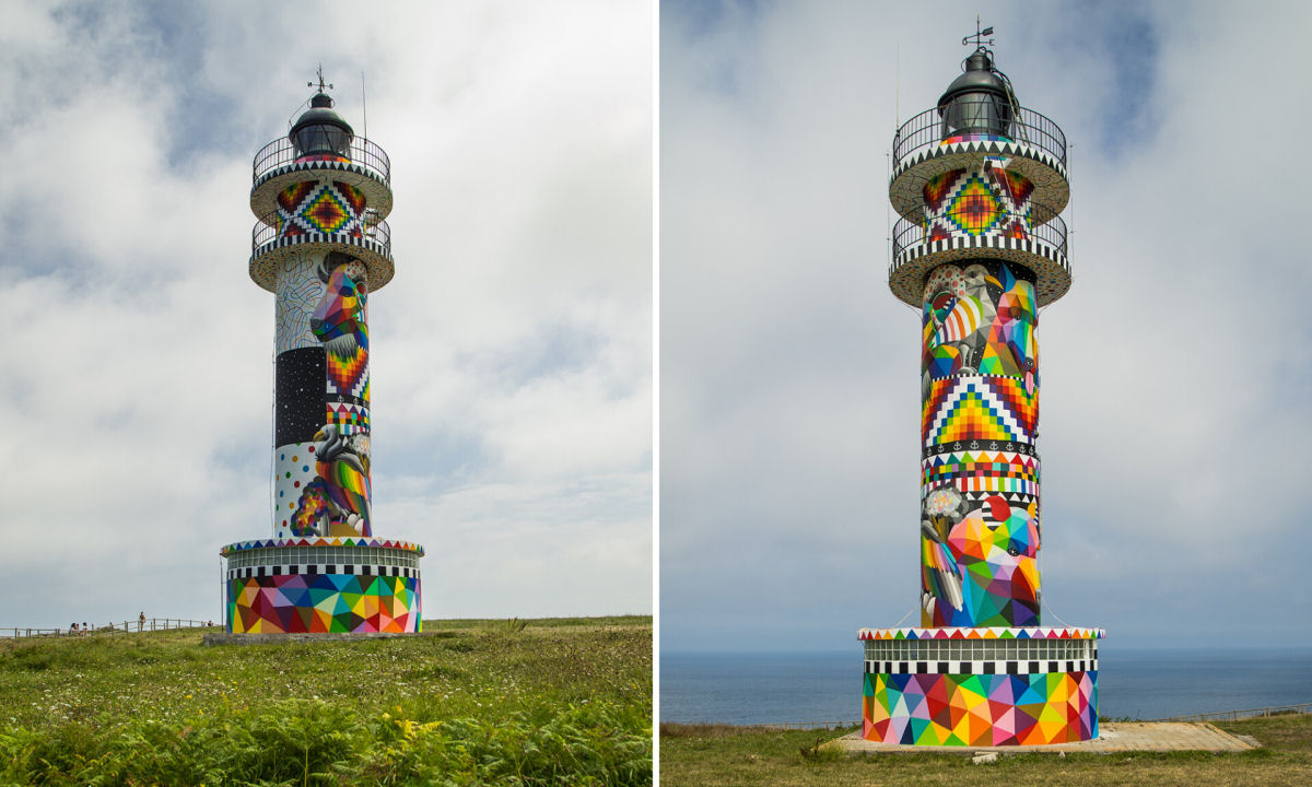Artista transforma um farol espanhol em uma torre vívida e colorida 05