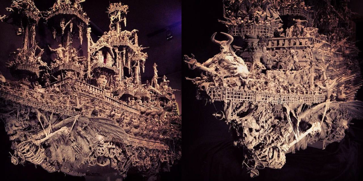 Artista passa 14 meses criando a mais incrvel escultura de navio pirata fantasma 12