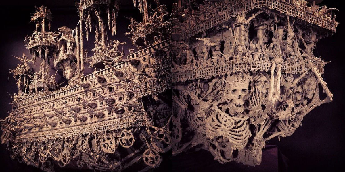 Artista passa 14 meses criando a mais incrvel escultura de navio pirata fantasma 13