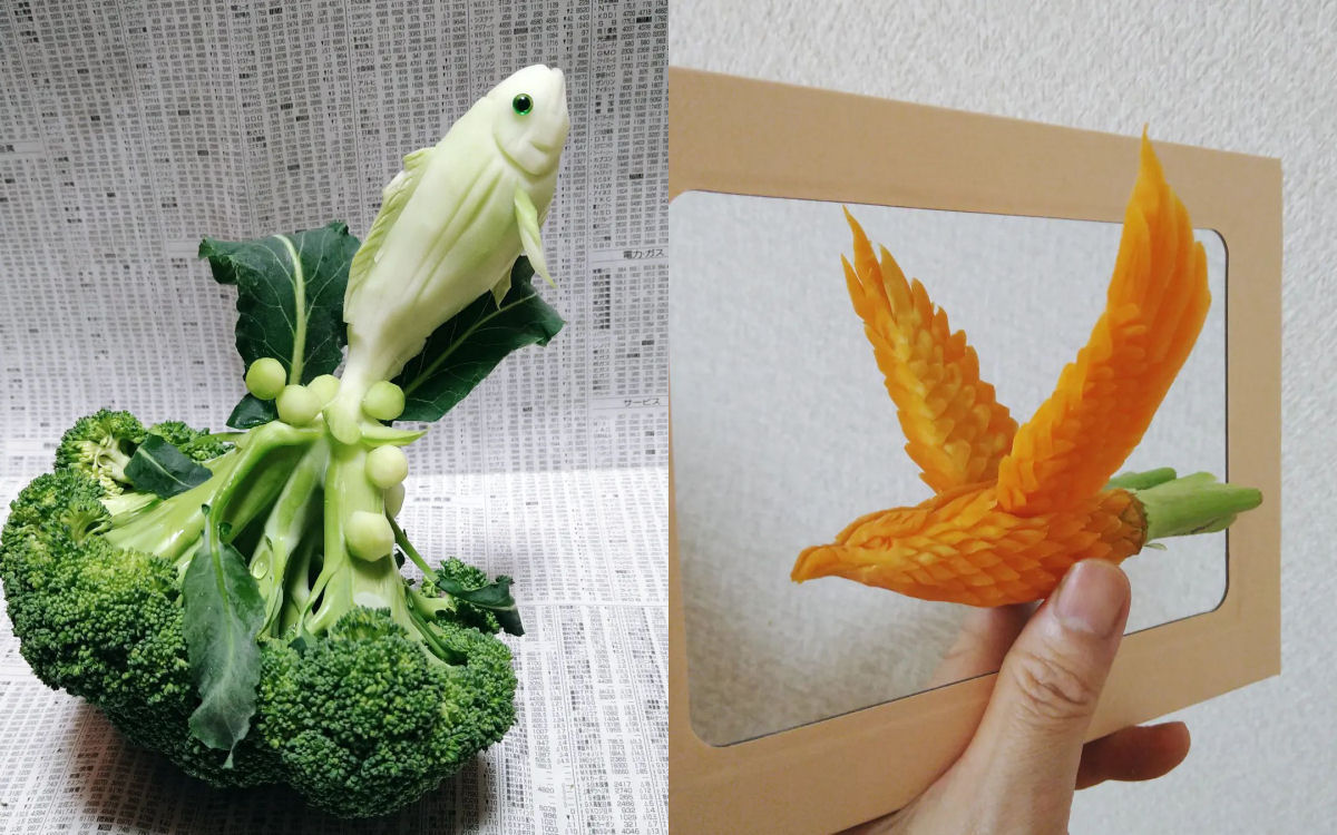 Escultor japons transforma frutas e legumes  em esculturas comestveis brilhantes 01