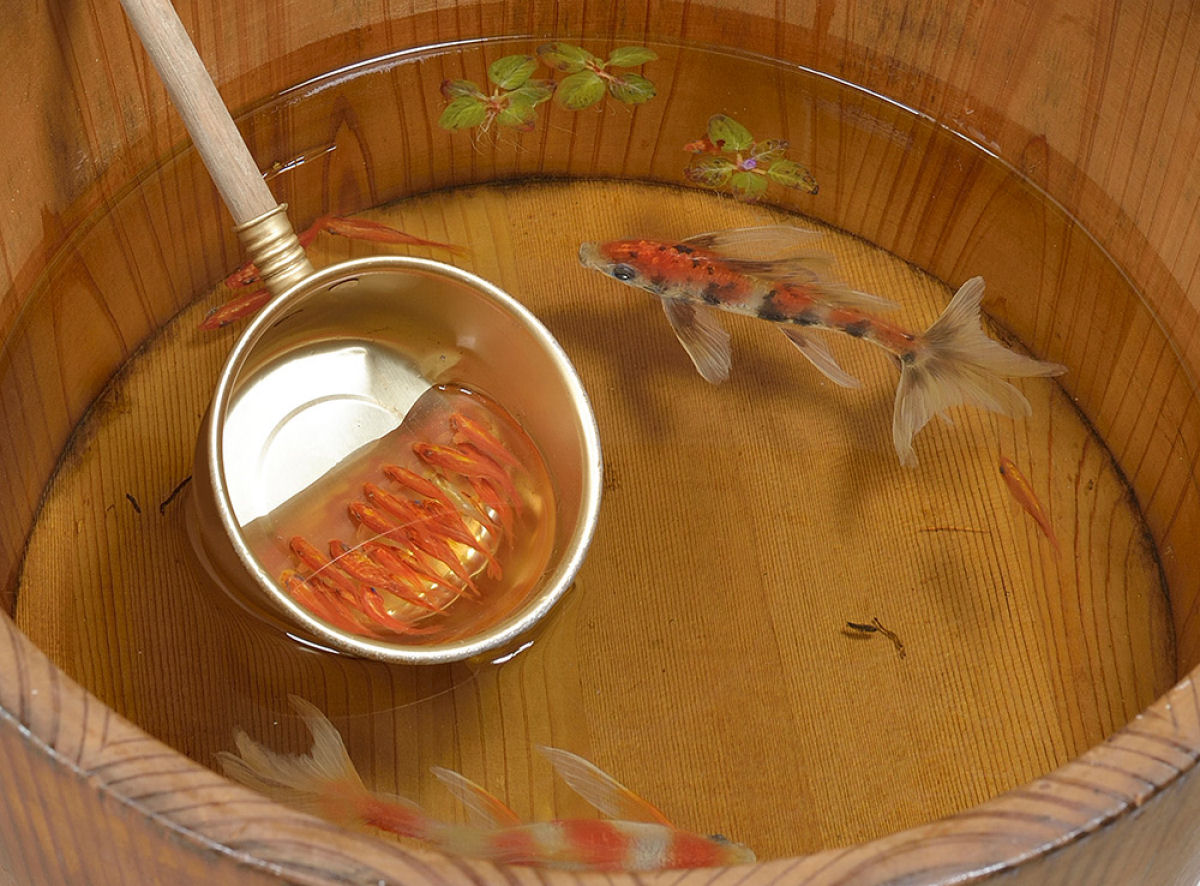 Os peixinhos realistas pintados em acrlico entre camadas de resina de Riusuke Fukahori 11