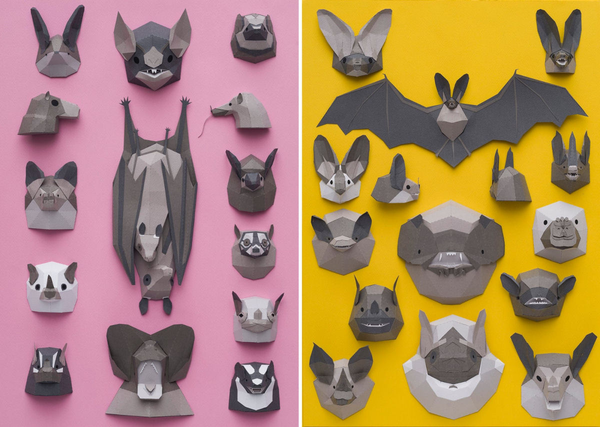 Meticulosas esculturas de papel celebram diversas espcies de morcegos em 'Pequenos amigos das trevas' 13