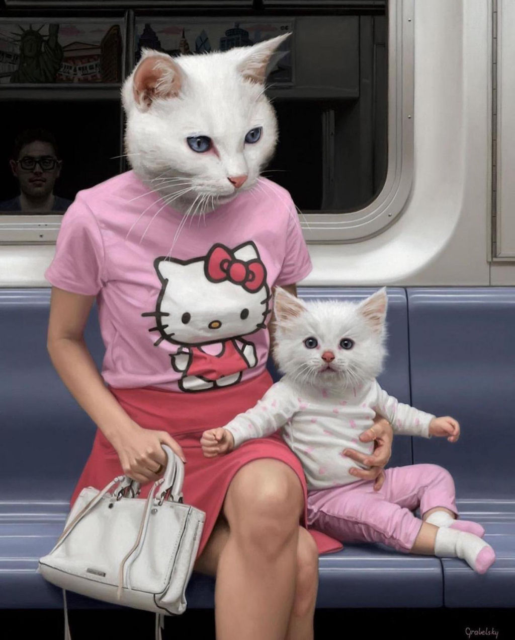 Estas pinturas surreais mostram 'viagens animais' pelo metr de Nova York 02
