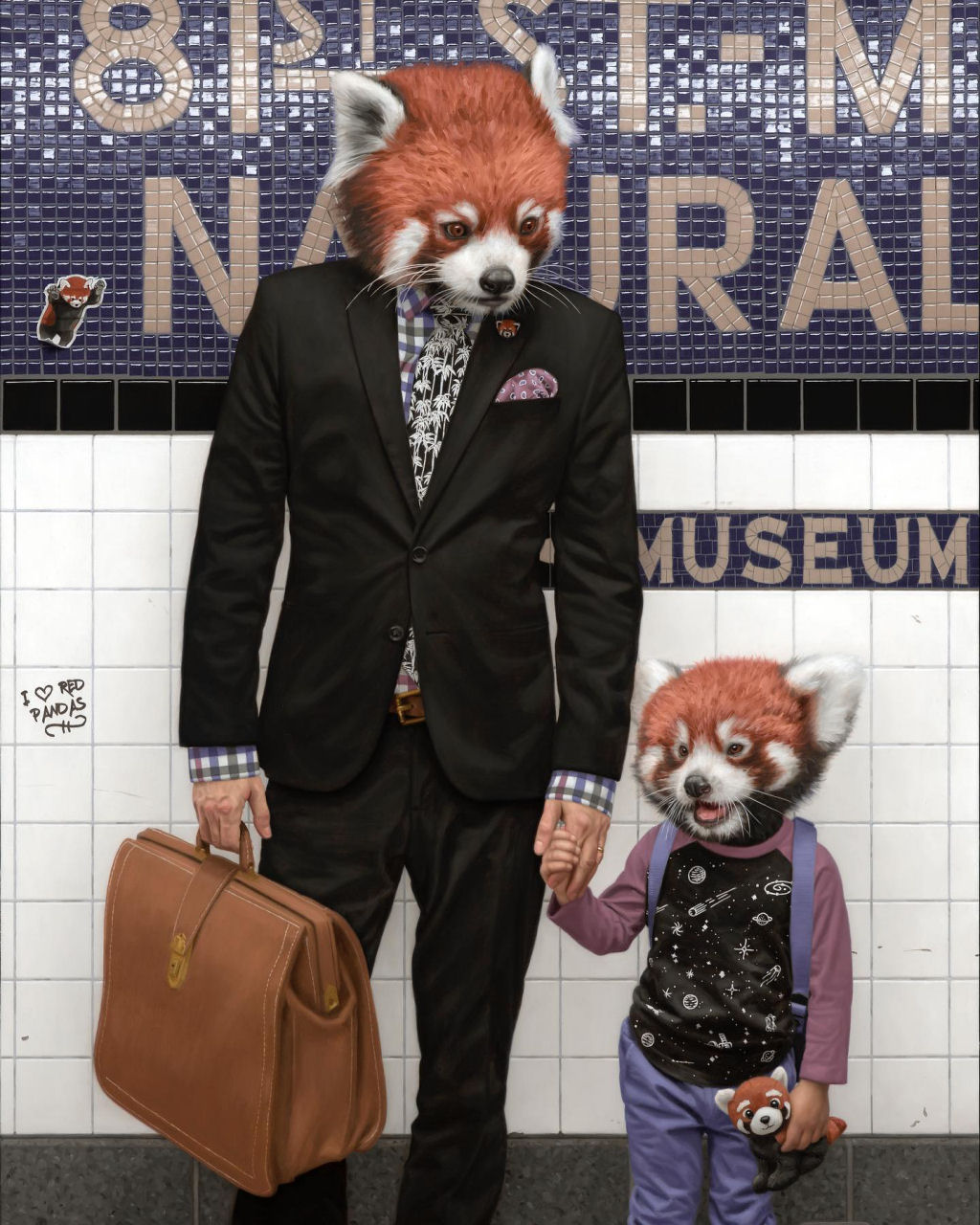 Estas pinturas surreais mostram 'viagens animais' pelo metr de Nova York 04