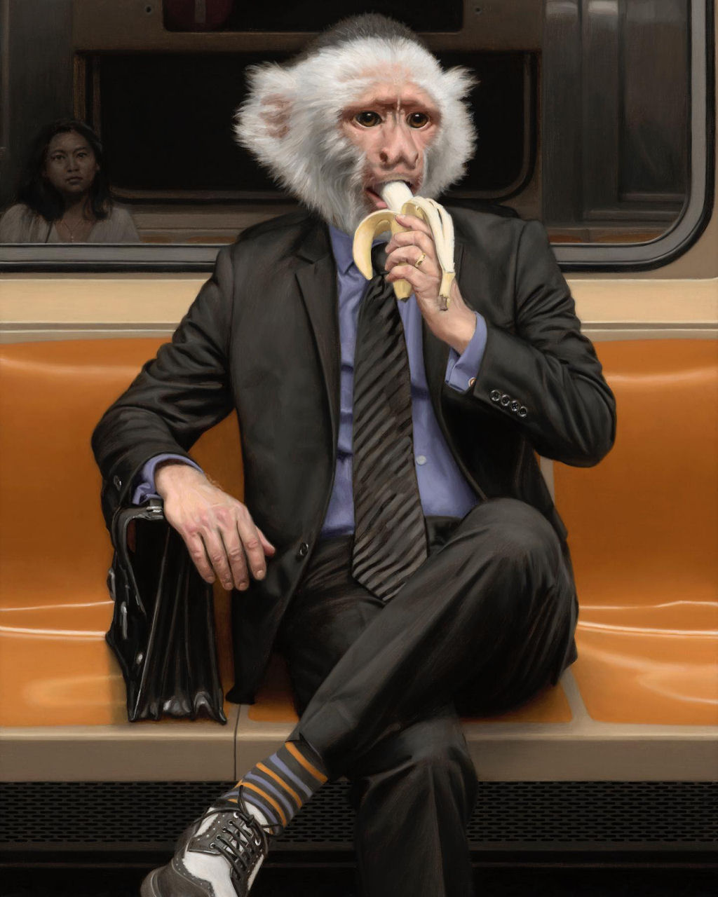 Estas pinturas surreais mostram 'viagens animais' pelo metr de Nova York 05