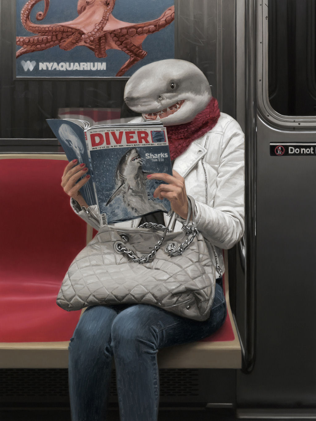 Estas pinturas surreais mostram 'viagens animais' pelo metr de Nova York 10