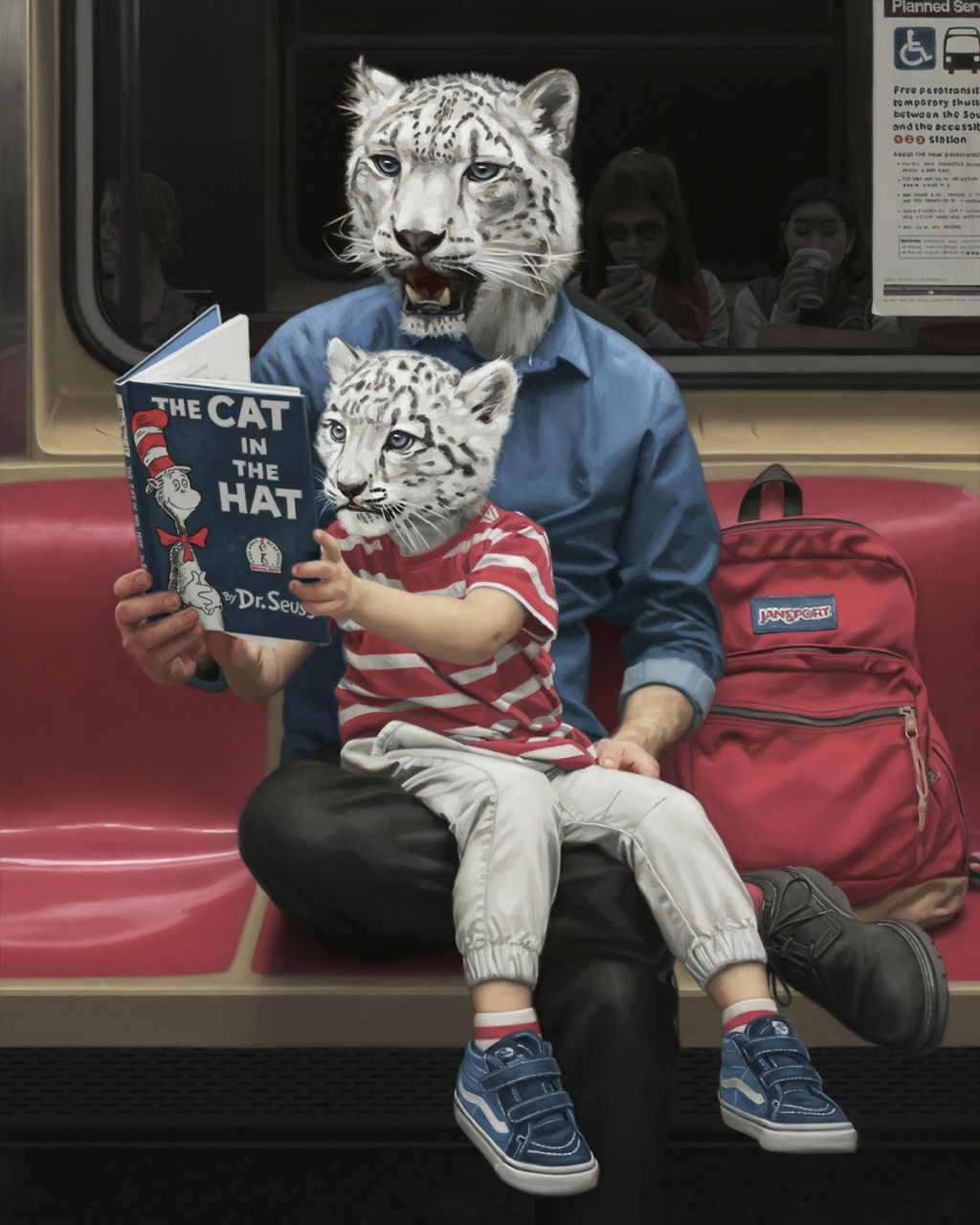 Estas pinturas surreais mostram 'viagens animais' pelo metr de Nova York 11