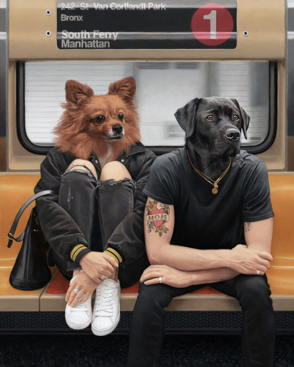 Estas pinturas surreais mostram 'viagens animais' pelo metr de Nova York 12