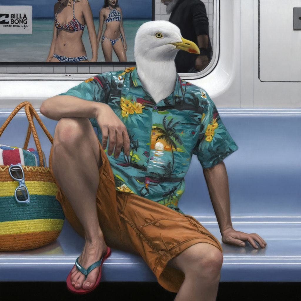 Estas pinturas surreais mostram 'viagens animais' pelo metr de Nova York 14