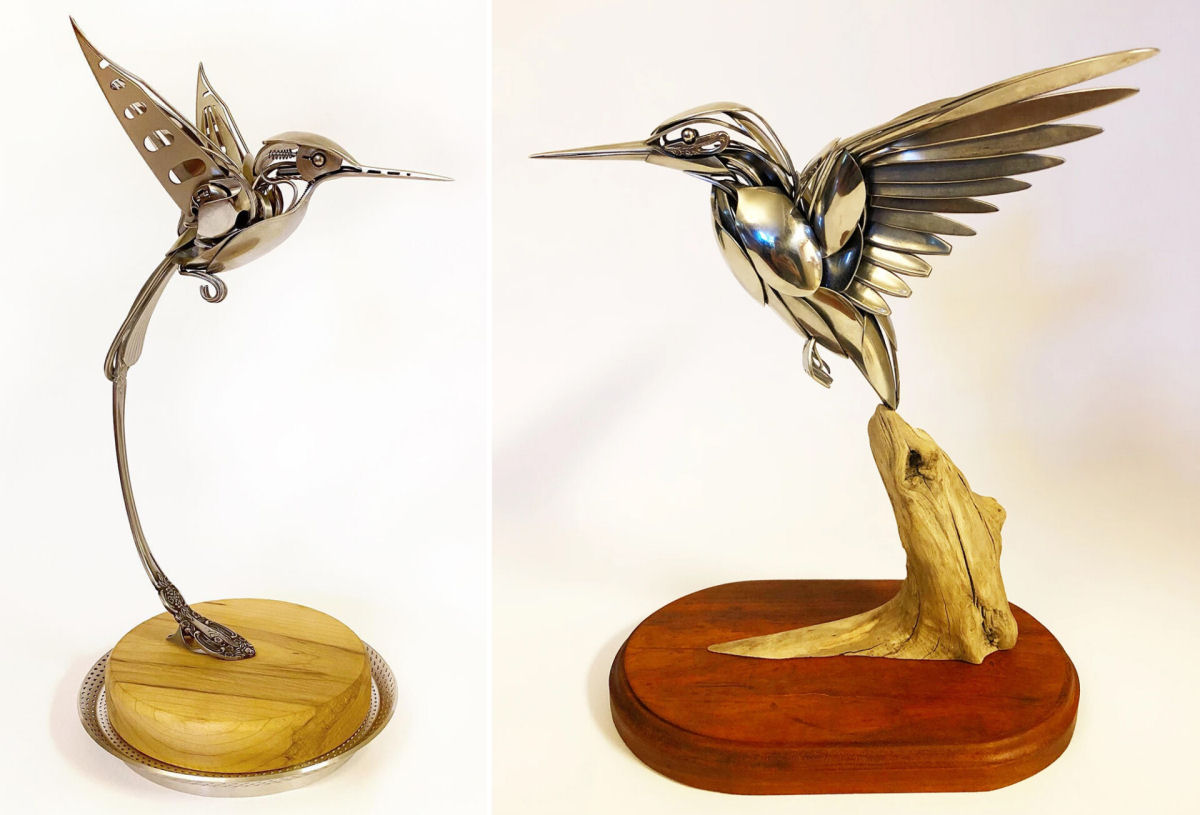 Artista continua usando sucata de prataria para criar lindas esculturas animais 04