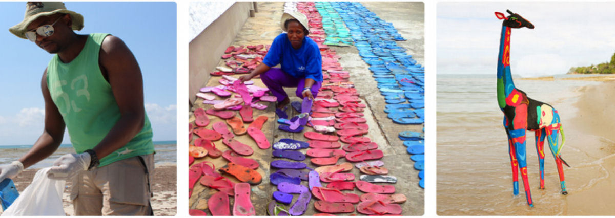 Arte com chinelo reciclado está ajudando a limpar as praias do Quênia