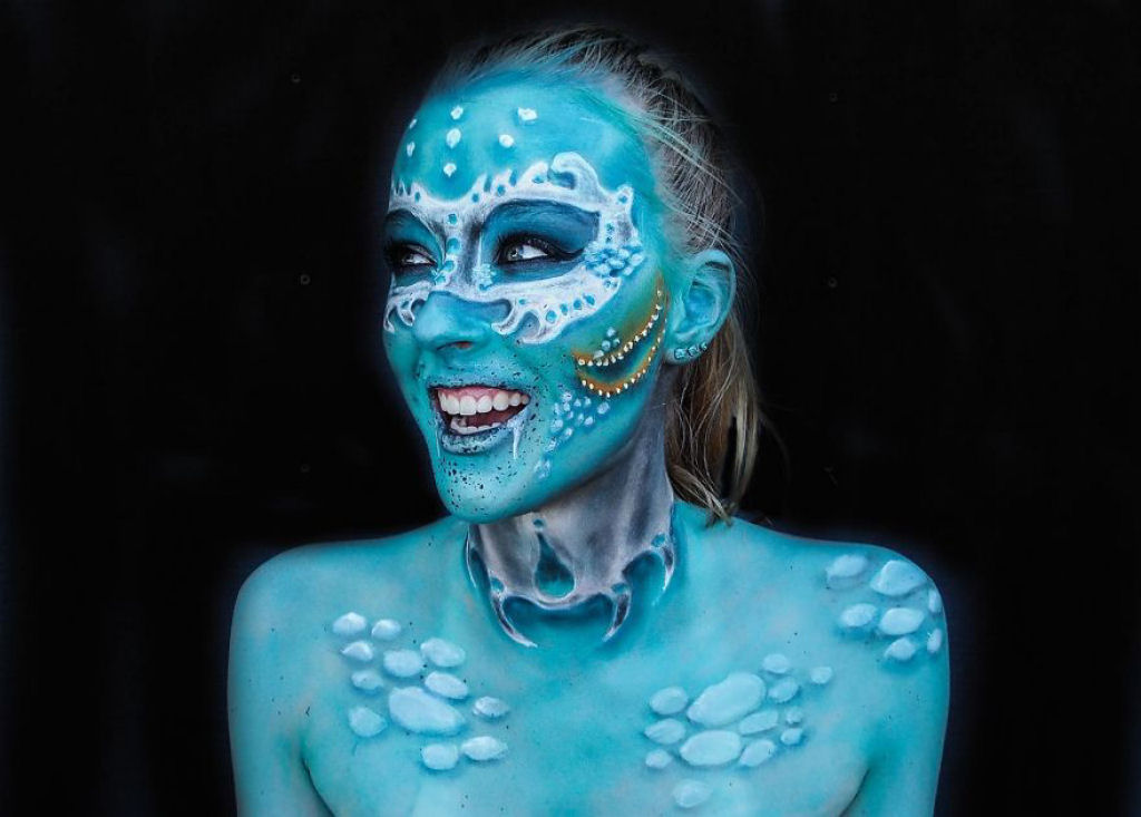 Adolescente usa a pintura corporal para se transformar habilmente em criaturas fantsticas 10