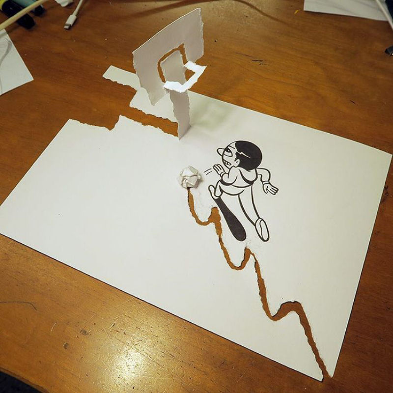 Ilustrador usa criativos truques 3D para dar vida a seus desenhos 18