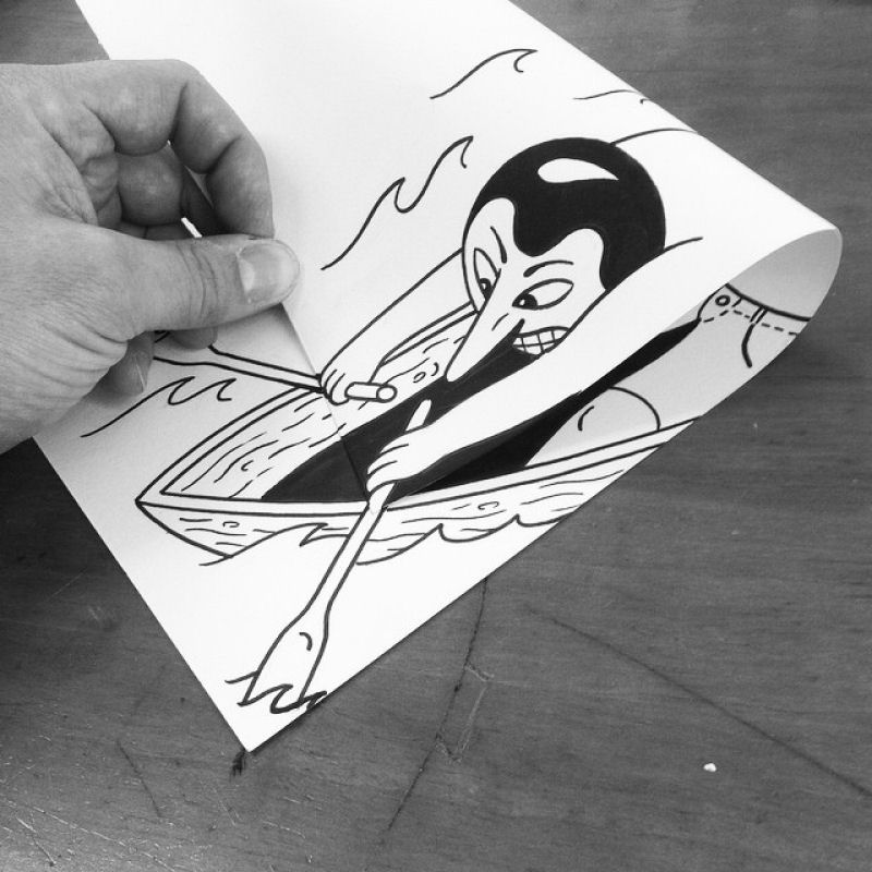 Fantsticas iluses com simples dobras de papel trazem desenhos para a vida 05