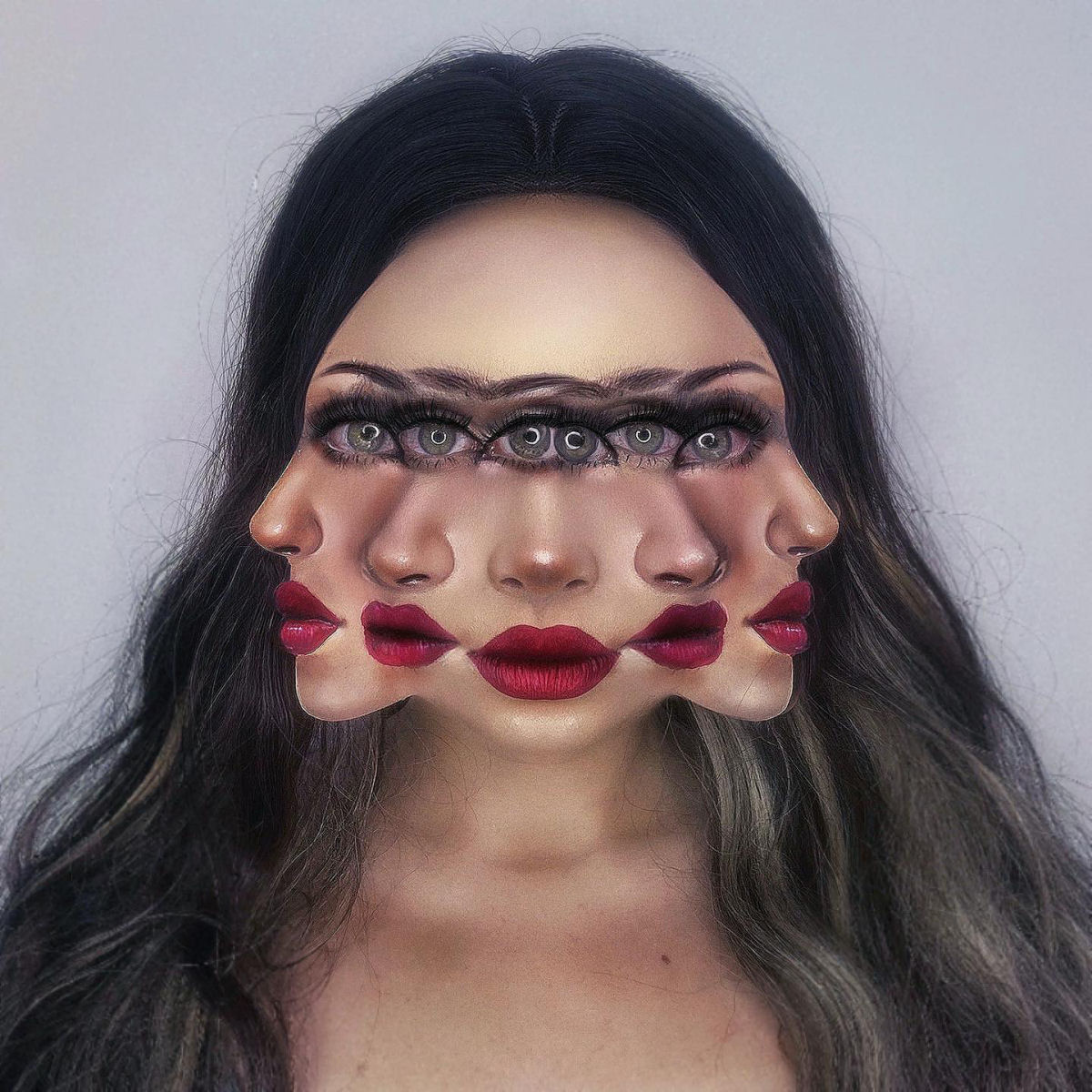 Artista usa seu próprio rosto como tela para ilusões surrealistas 01