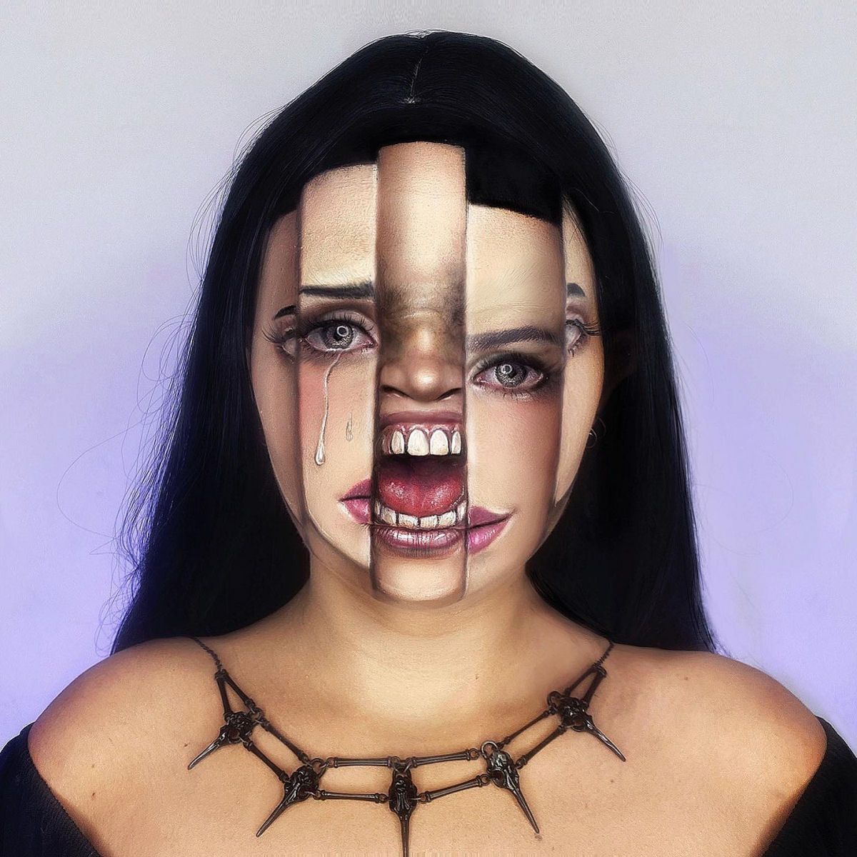 Artista usa seu próprio rosto como tela para ilusões surrealistas 06