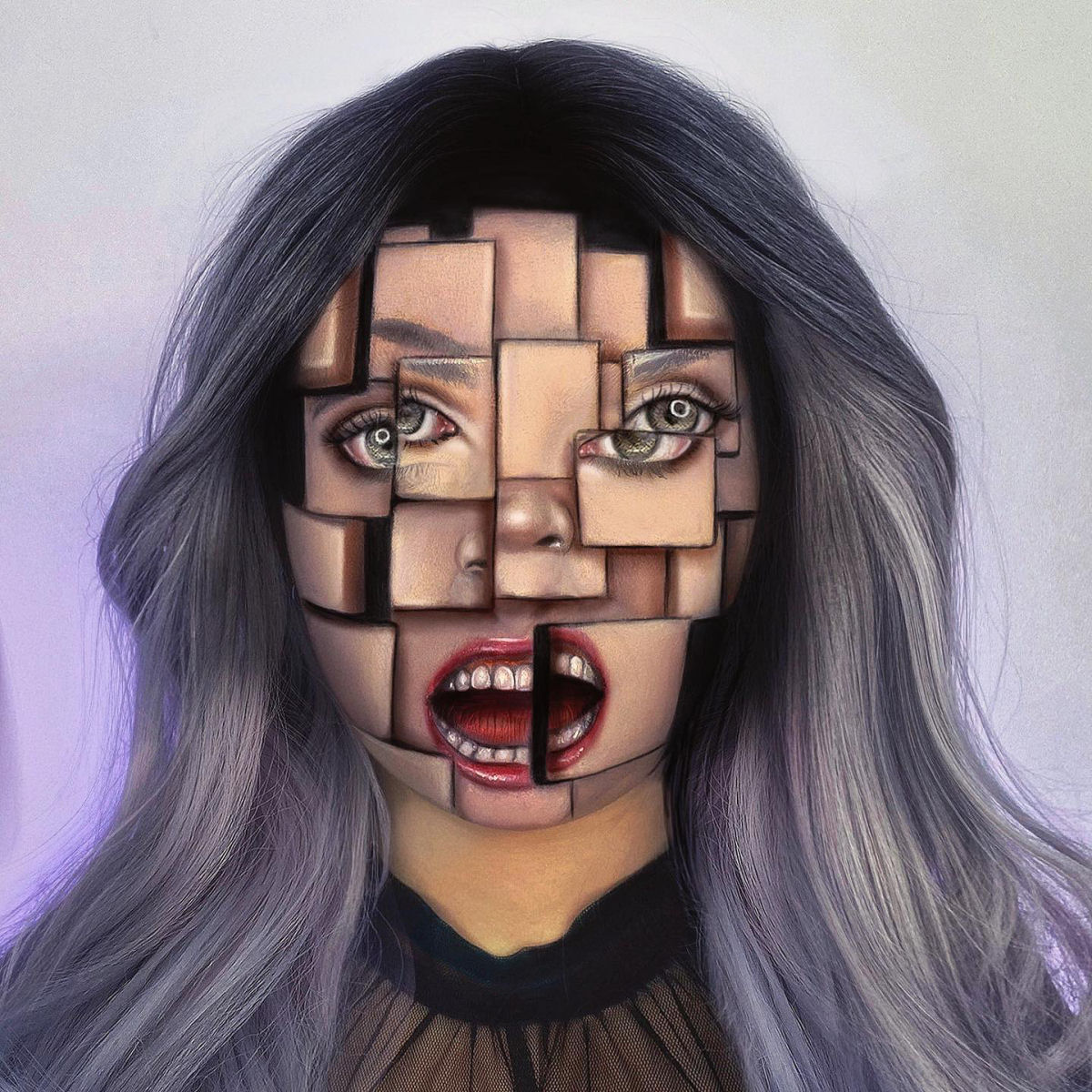 Artista usa seu próprio rosto como tela para ilusões surrealistas 07