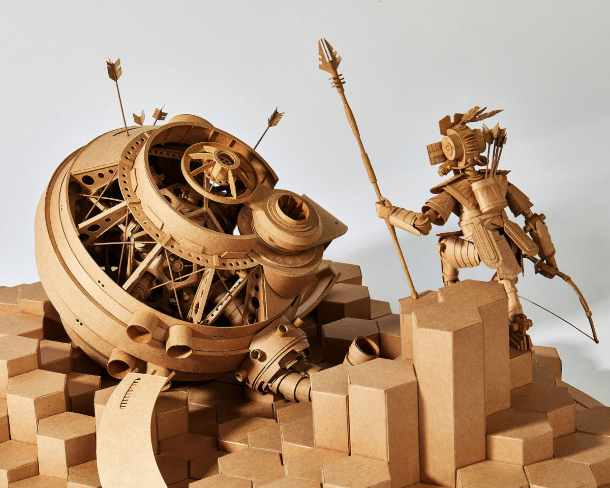 Um mundo de fantasia e ficção em esculturas de papelão articuladas 03