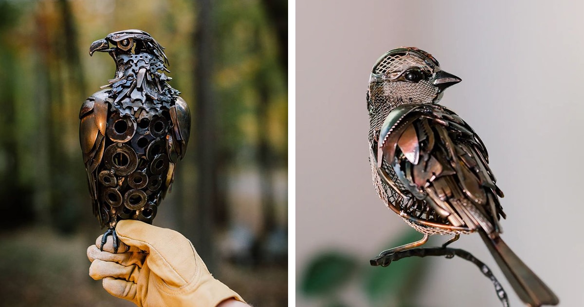 Artista transforma sucata descartada em belas esculturas de animais