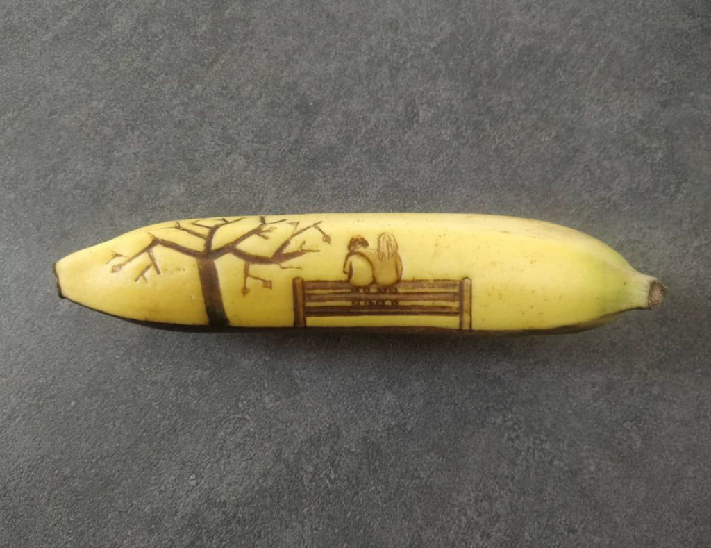 Arte incrível com banana feita partir da oxidação da casca 09