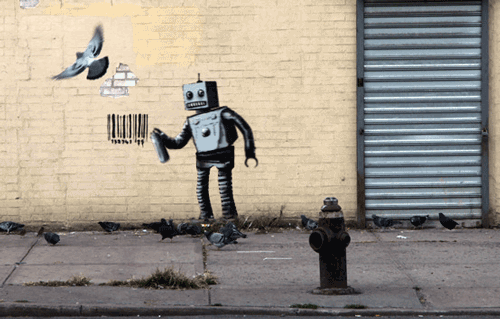 Arte urbana de Banksy cobra a vida em GIFs animados inteligentes 01