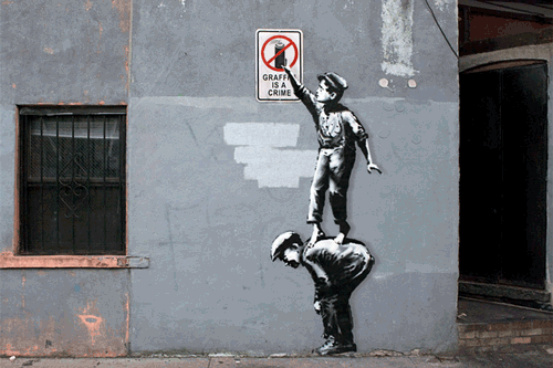 Arte urbana de Banksy cobra a vida em GIFs animados inteligentes 04