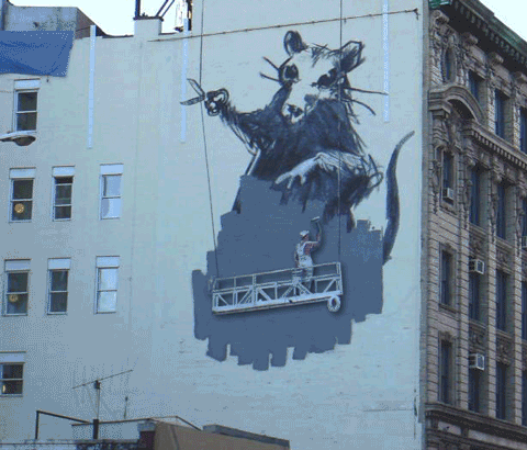 Arte urbana de Banksy cobra a vida em GIFs animados inteligentes 07