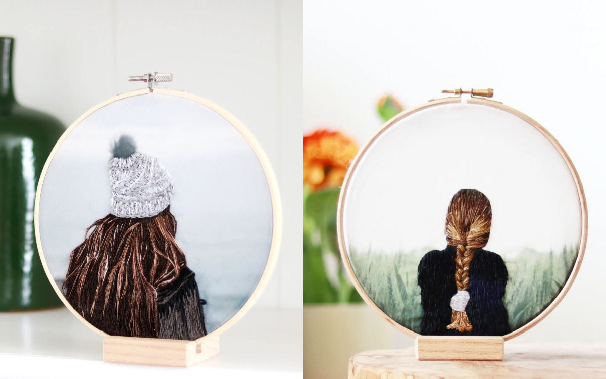 Artista do bordado reinventa sua arte de aro costurando fotografias de tecido 01