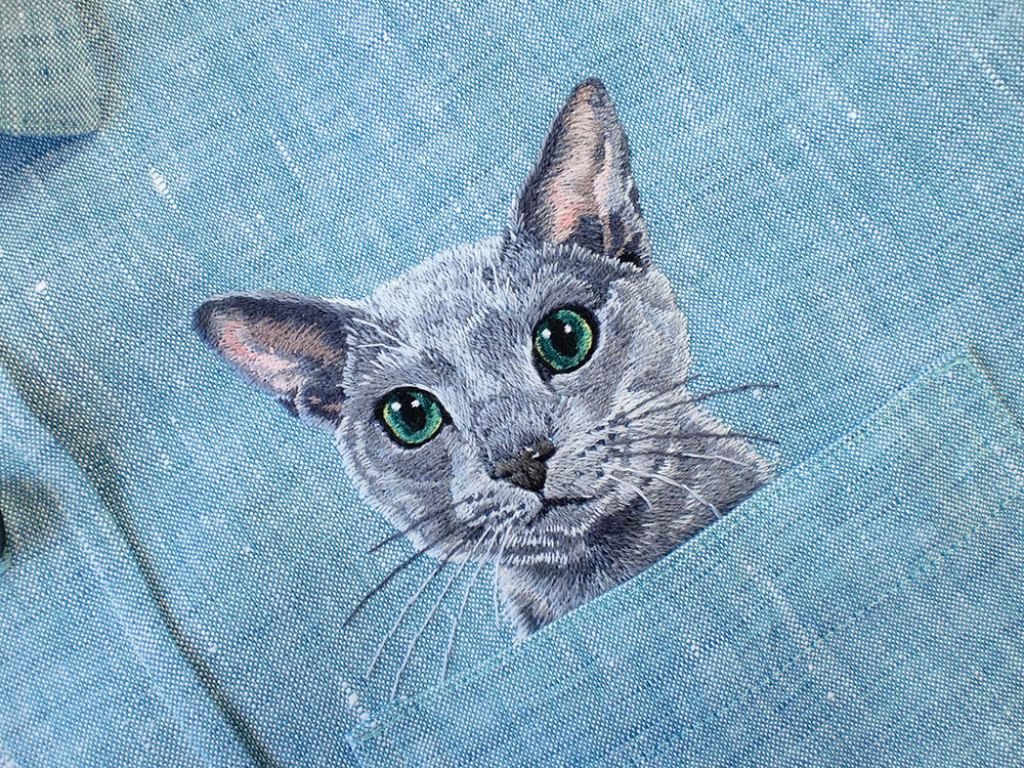 Os graciosos bordados de animais de estimao nos bolsos de camisa desta artista japonesa 01
