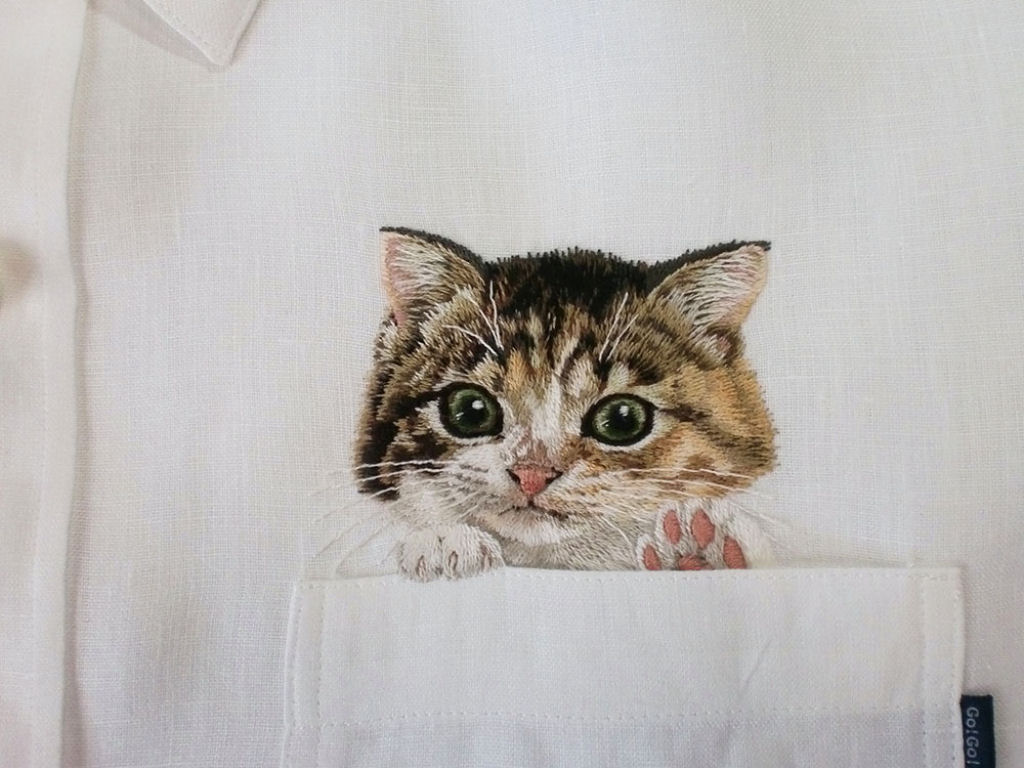Os graciosos bordados de animais de estimao nos bolsos de camisa desta artista japonesa 08