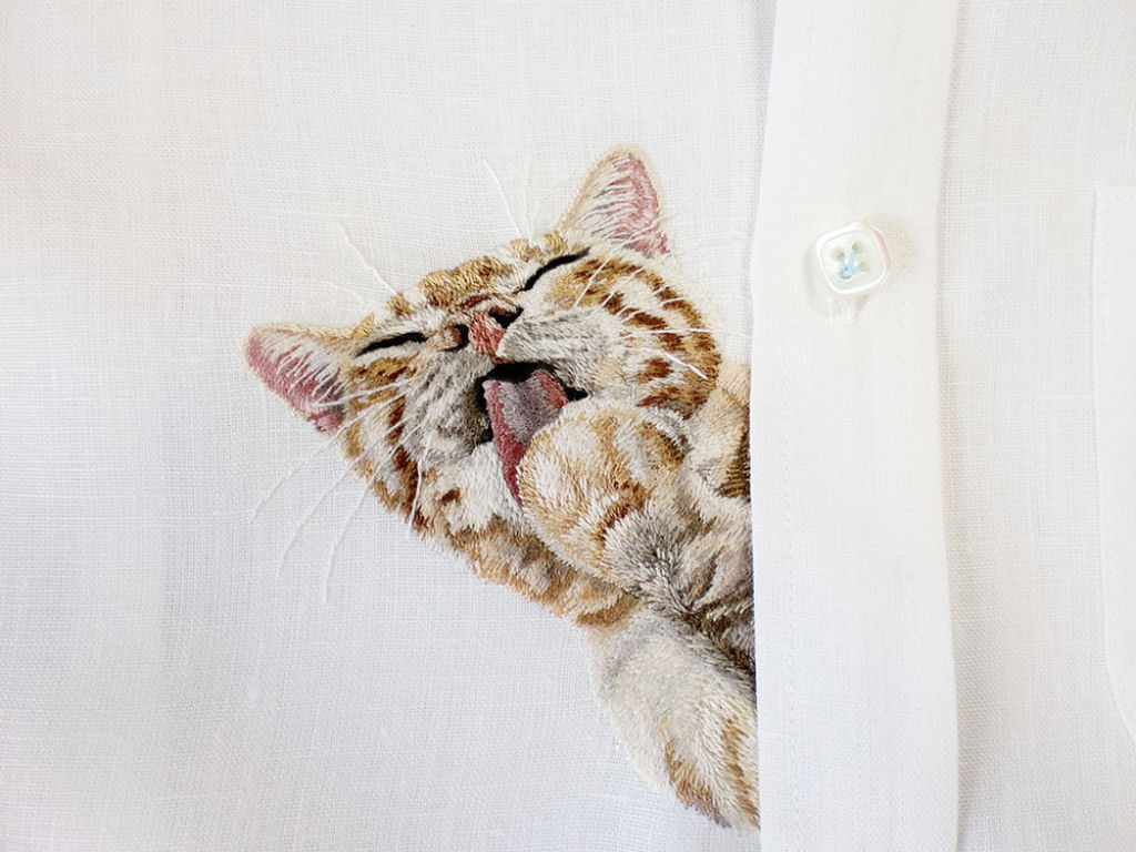 Os graciosos bordados de animais de estimao nos bolsos de camisa desta artista japonesa 09