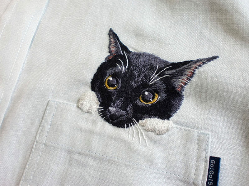 Os graciosos bordados de animais de estimao nos bolsos de camisa desta artista japonesa 16