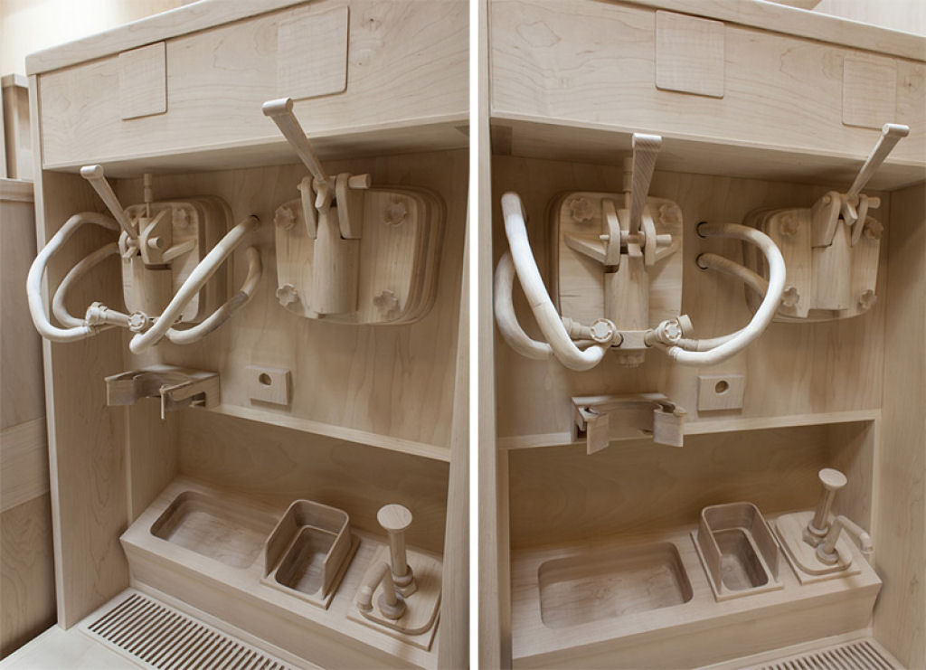 Artista esculpe uma cozinha de lanchonete incrivelmente precisa exclusivamente de madeira 07