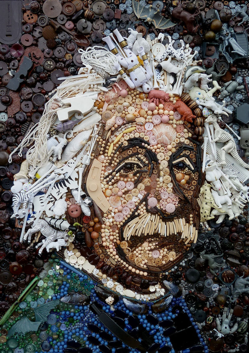 Artista recicla centenas de bugigangas plsticas para recriar pinturas e retratos icnicos 03