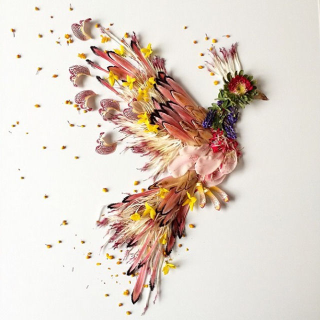 Artista cria belas colagens com flores e plantas 01