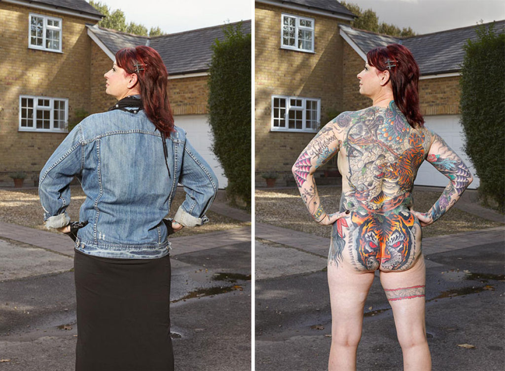 Este fotgrafo mostra o que se esconde sob a roupa das pessoas tatuadas no cotidiano 06