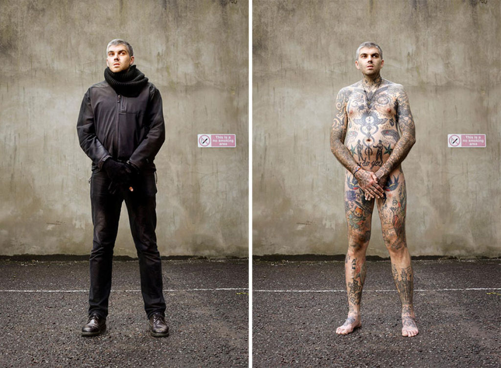 Este fotgrafo mostra o que se esconde sob a roupa das pessoas tatuadas no cotidiano 12