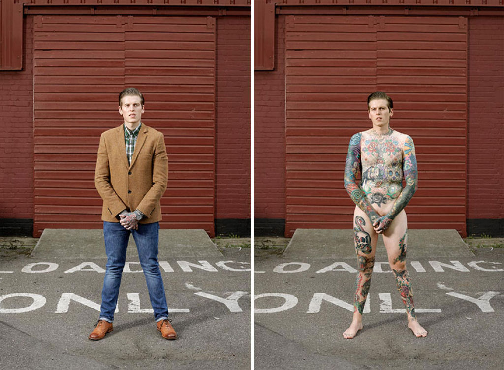 Este fotgrafo mostra o que se esconde sob a roupa das pessoas tatuadas no cotidiano 14