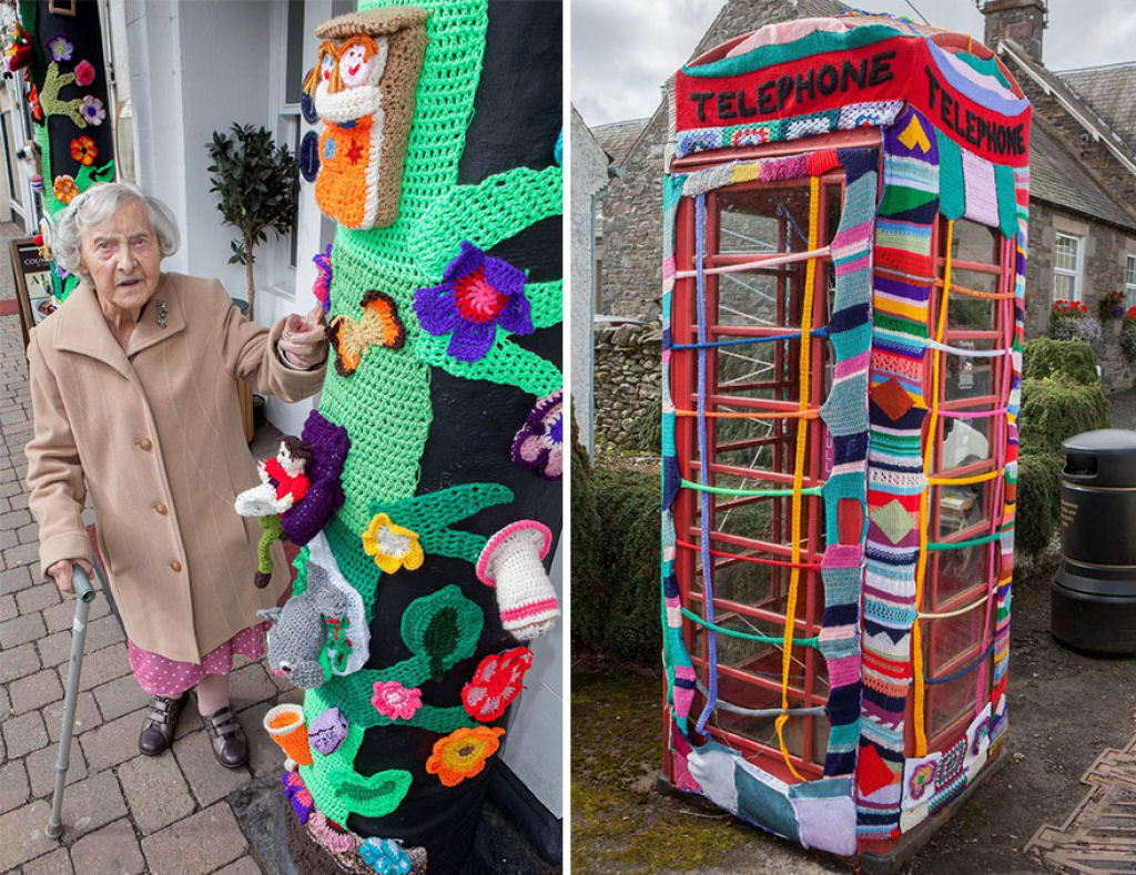 Artista urbana de 104 anos enche sua cidade com suas obras de crochê 02