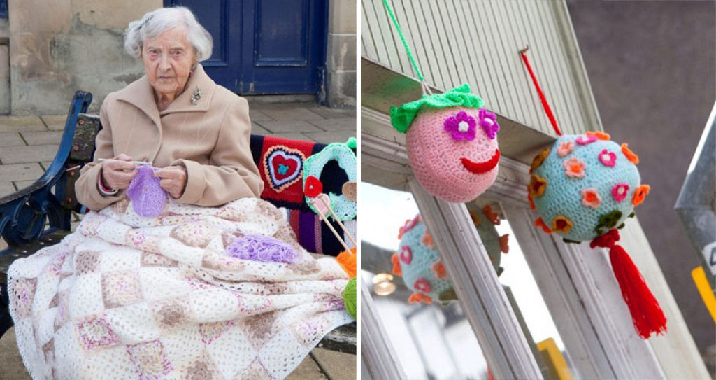 Artista urbana de 104 anos enche sua cidade com suas obras de crochê 05
