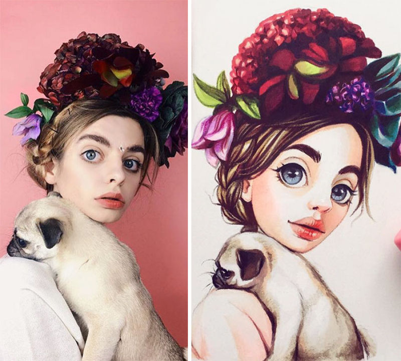 Esta artista russa transforma famosos em adoráveis personagens de desenhos 29