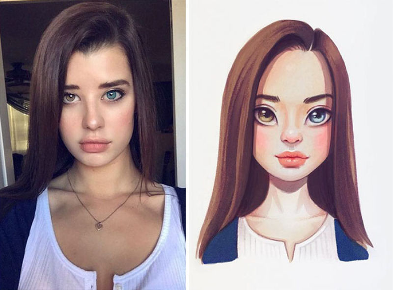 Esta artista russa transforma famosos em adoráveis personagens de desenhos 31