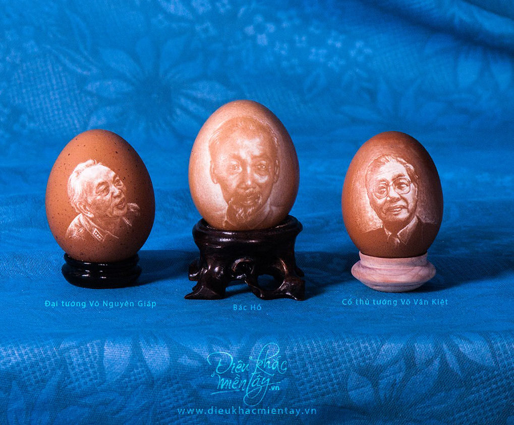 Artista vietnamita esculpe delicados retratos e paisagens em cascas de ovos 02