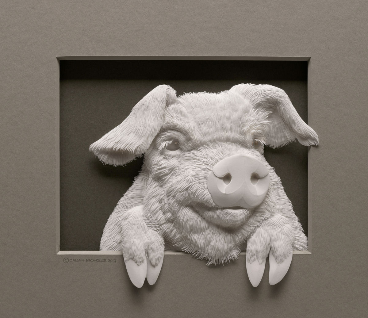 Esculturas texturizadas de animais emergem de cortes intrincados de papel 05