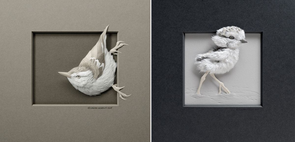 Esculturas texturizadas de animais emergem de cortes intrincados de papel 08