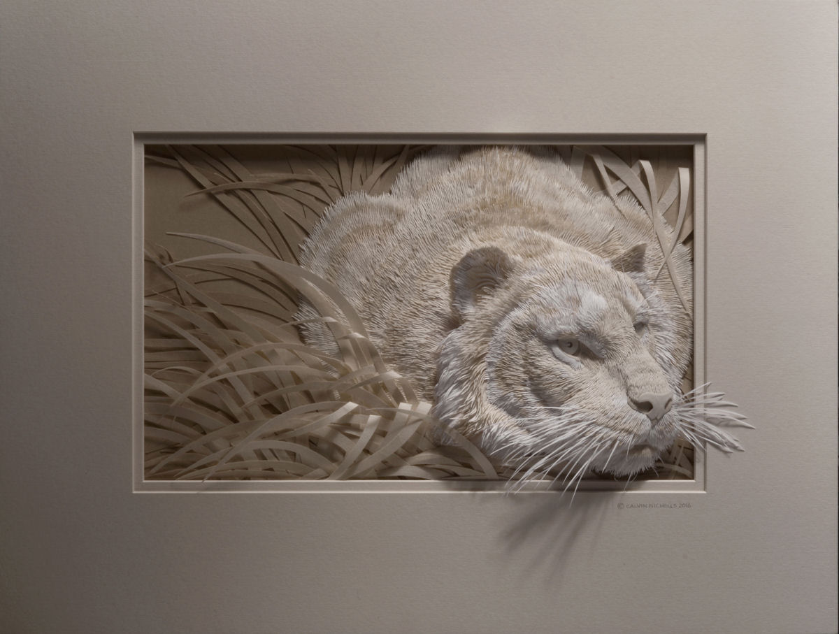 Esculturas texturizadas de animais emergem de cortes intrincados de papel 10