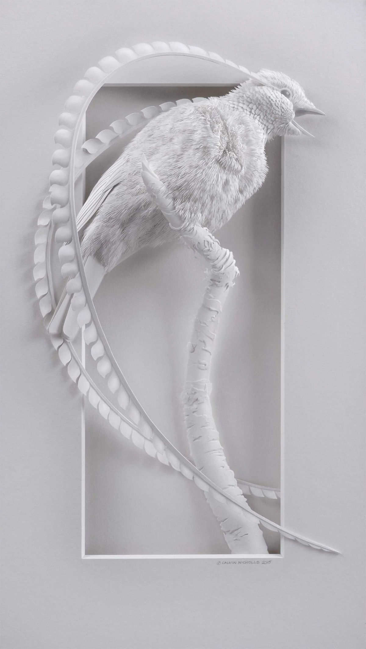 Delicadas esculturas de papel em camadas de pssaros e outros animais 01