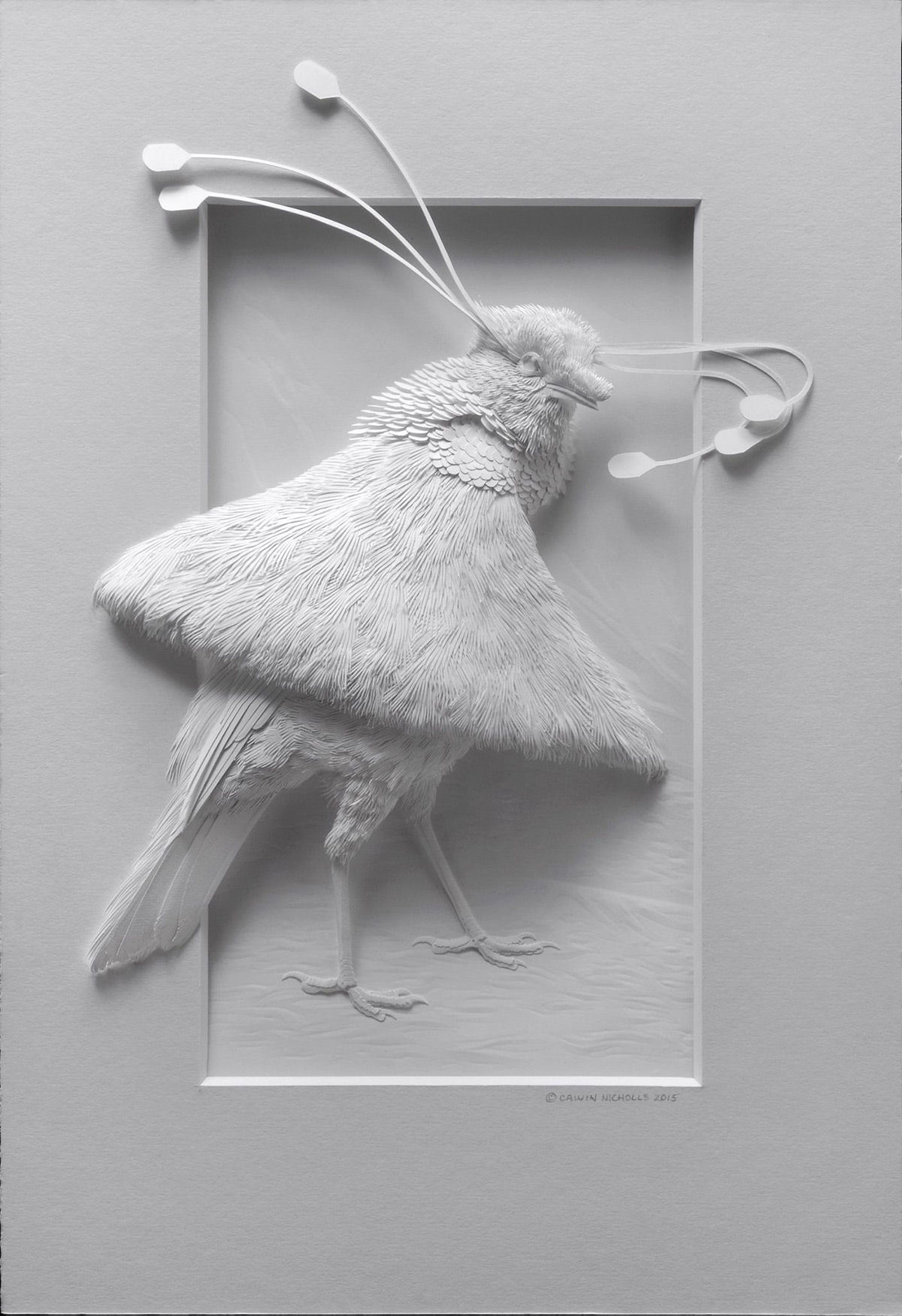 Delicadas esculturas de papel em camadas de pssaros e outros animais 03